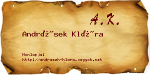 Andrásek Klára névjegykártya