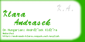 klara andrasek business card